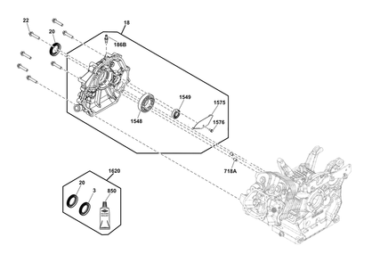 Crankcase Cover/Sump Group Diagram and Parts List for 25E337-0030-G1  Briggs and Stratton Engine